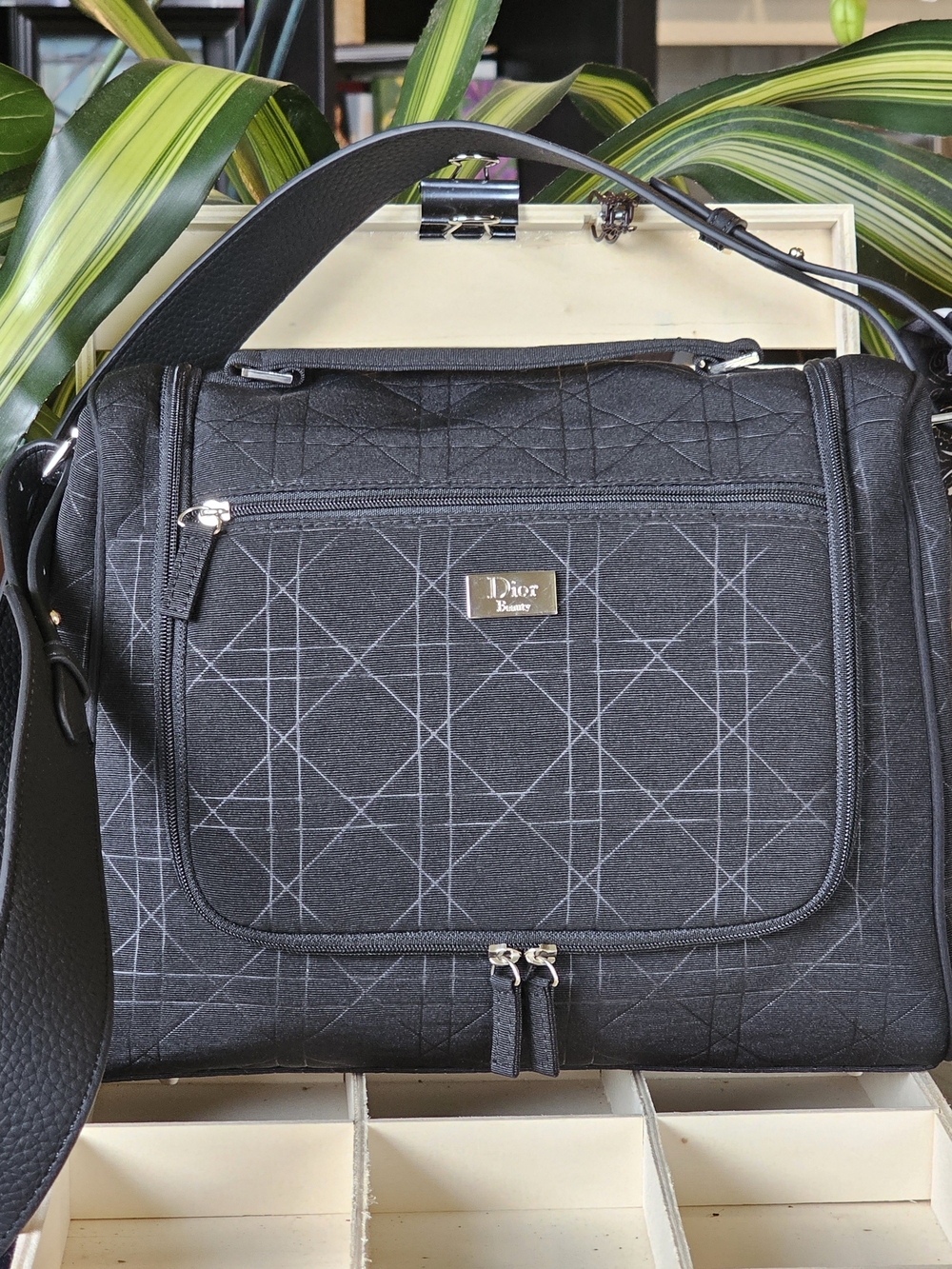Christian Dior Quilted Geometric Stitched Bag W/Twilly & Crossbody Strap Added